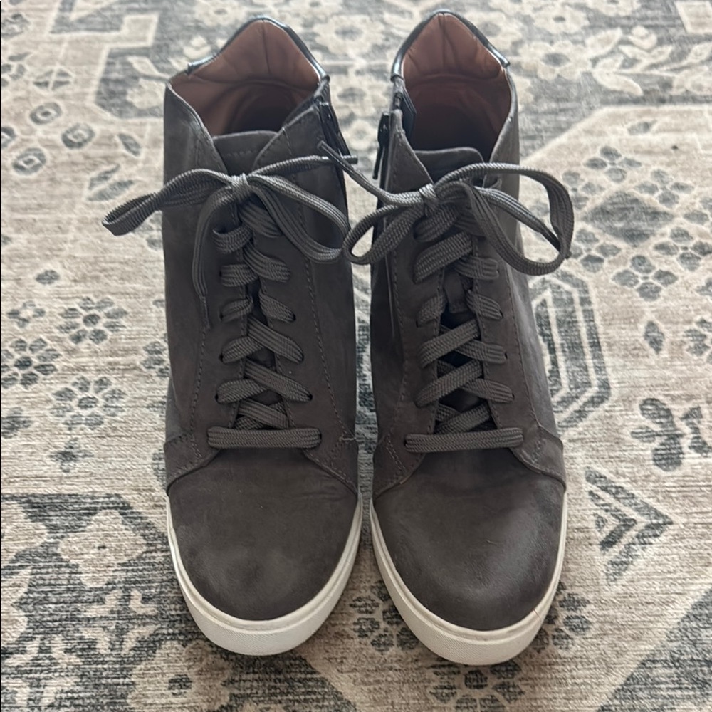 Paolo Gray Suede Ankle Booties with White Sole